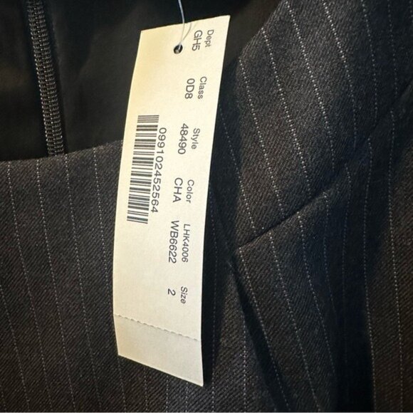 J.Crew Navy Gray Pinstripe Sleeveless Sheath Dress Size 2 NWT - Picture 9 of 13